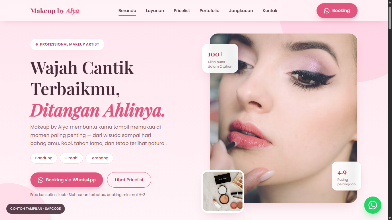 Preview website makeup artist MUA Studio