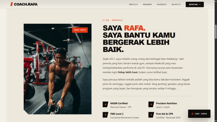 Preview website personal trainer FitCoach