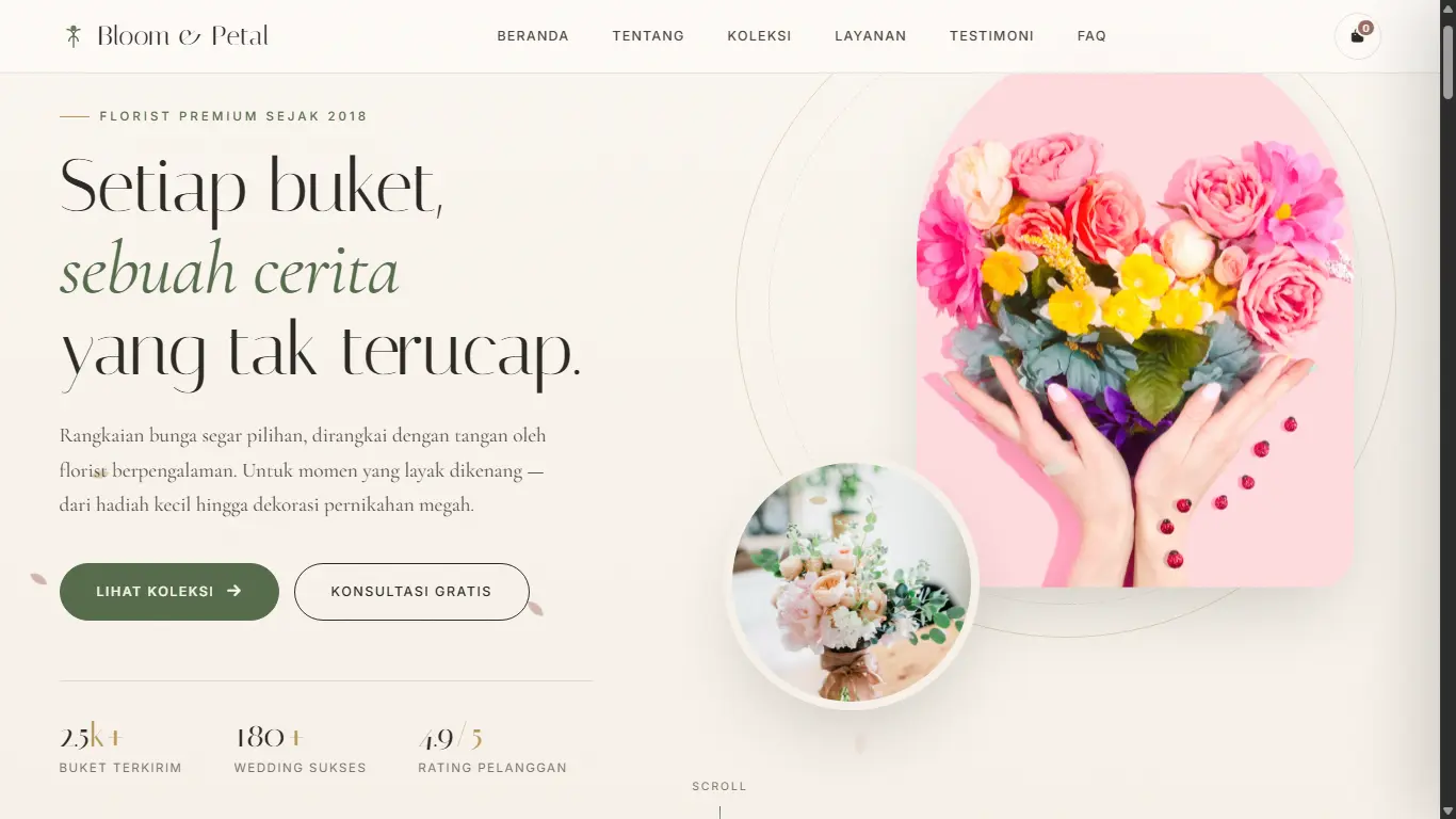 Preview website toko bunga BloomCorner