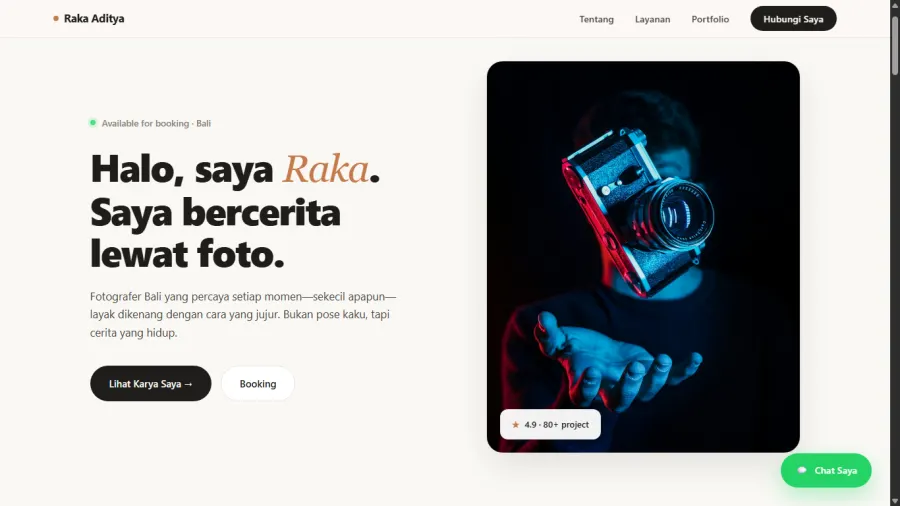 Preview website fotografi LensStory