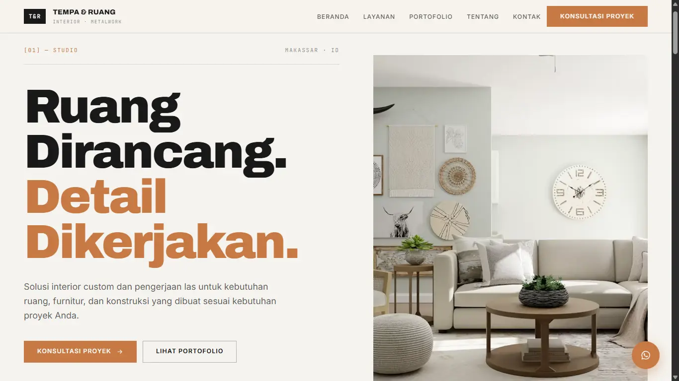 Preview website studio interior RuangRasa