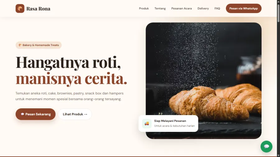 Preview website toko roti TokoRoti