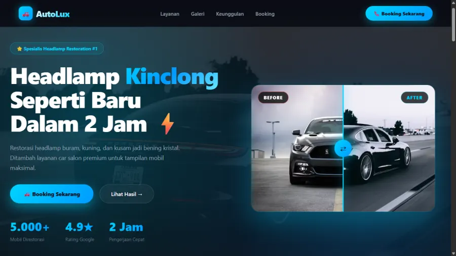 Preview website salon mobil AutoShine